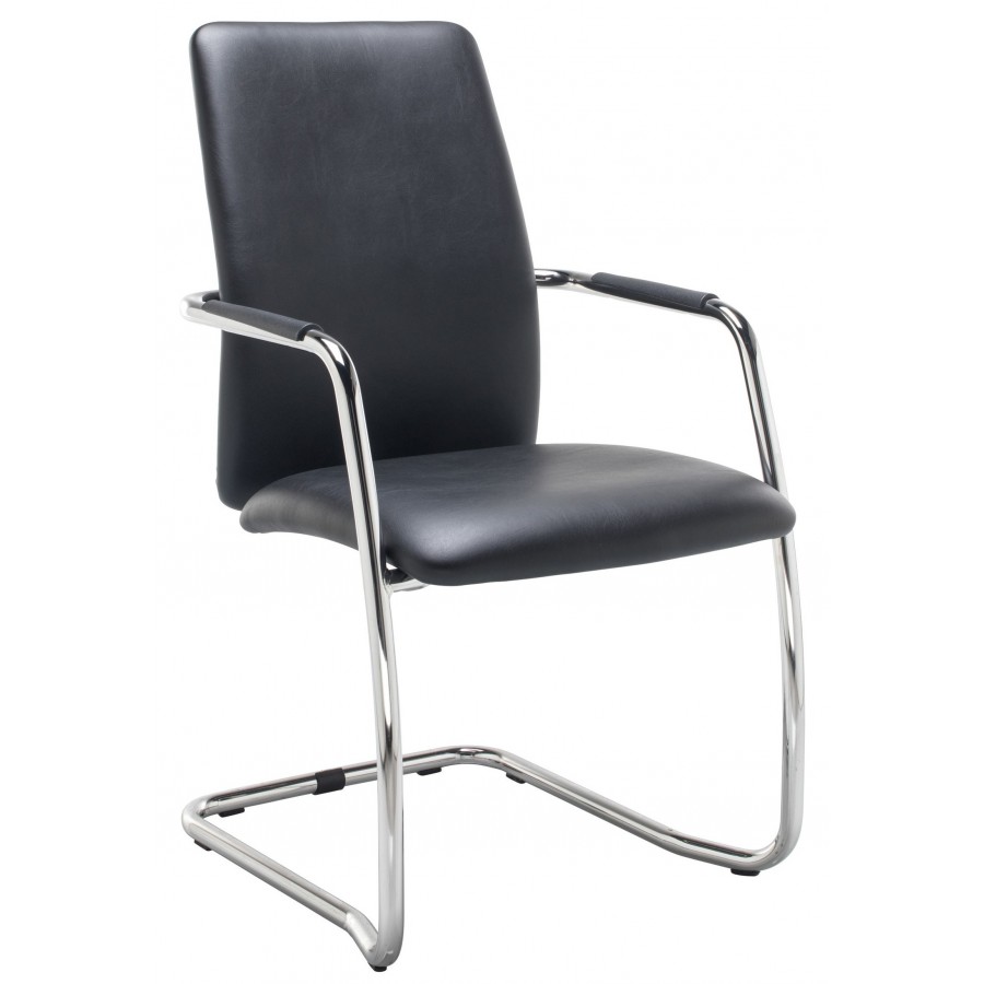 Magix Black Leather Cantilever Visitor Chair